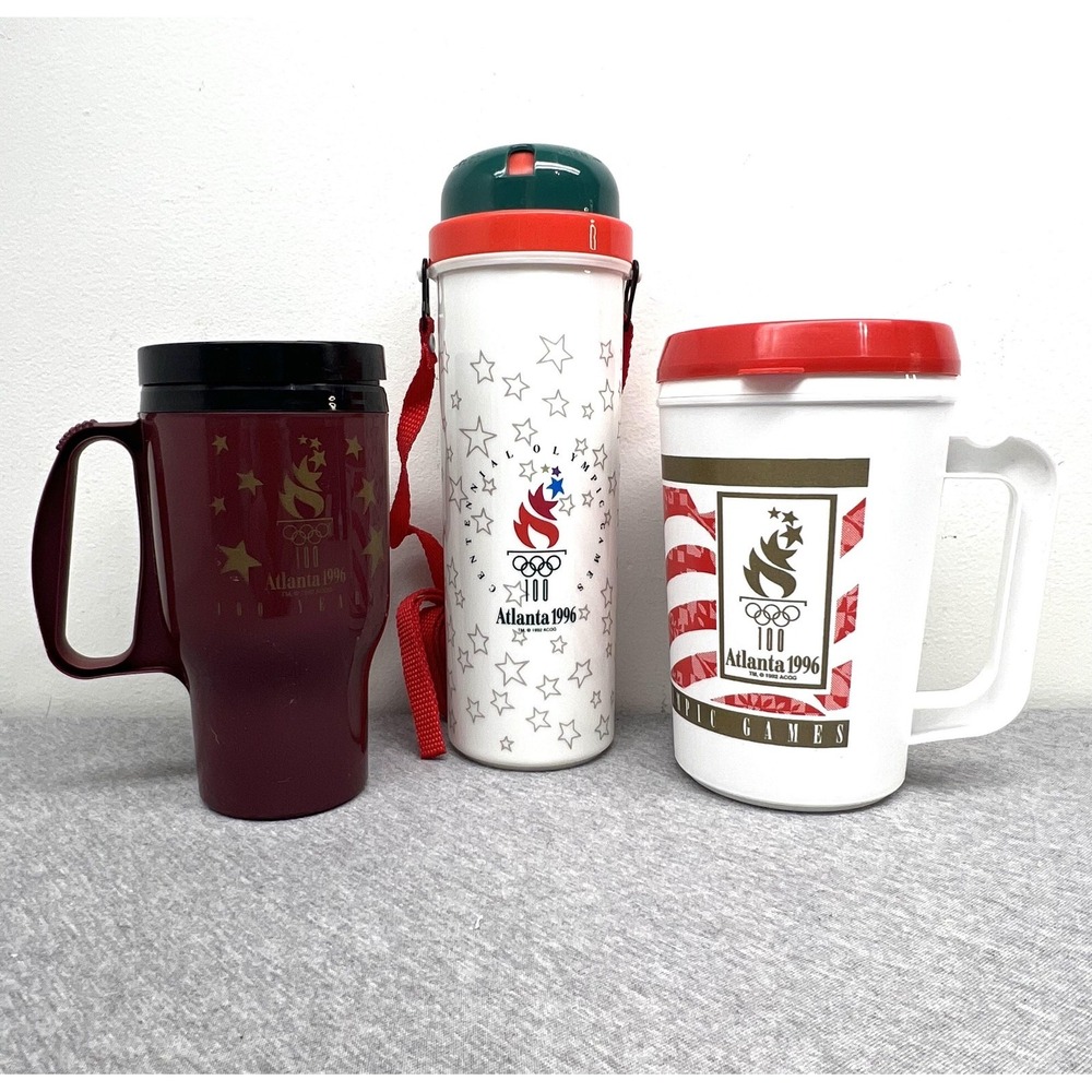 Vintage Atlanta 1996 Olympic Games Plastic Beverage Cups Lot Of 3 Multi-Color